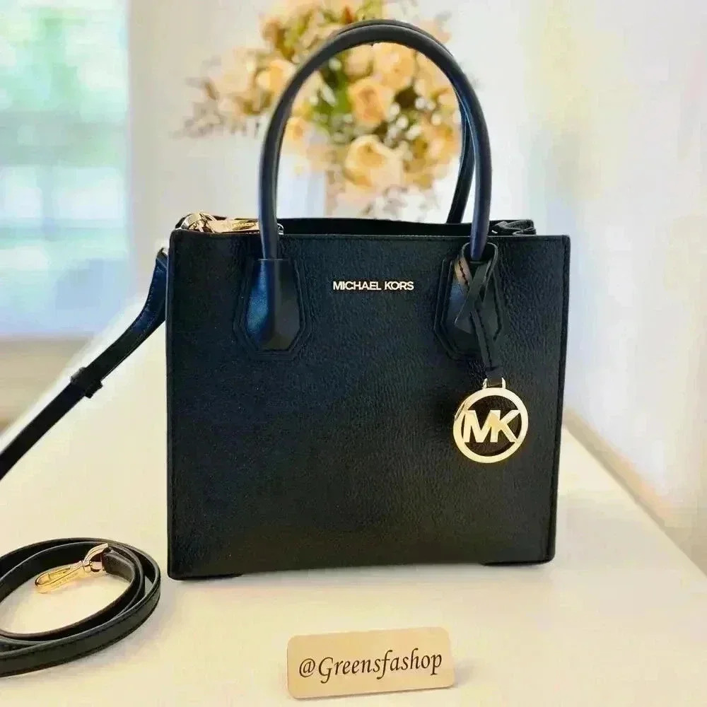Michael Kors purse mercer Hope messenger crossbody bag black leather